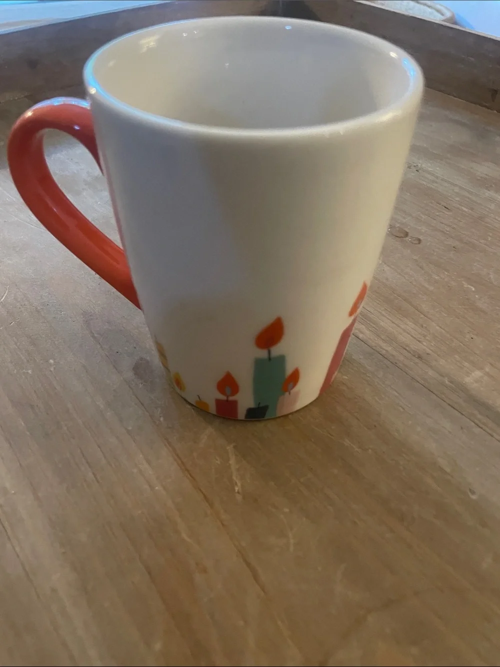 Starbucks Happy Birthday 10oz 2020 White Mug with Orange Handle and Candle Motif